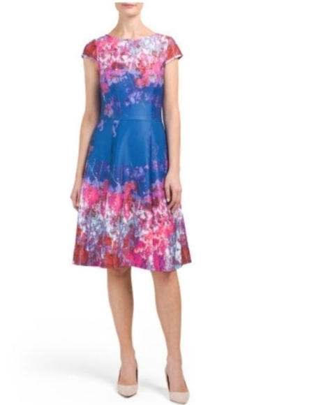 𝅺ADRIANNA Pappell Blue white Pink Floral Dress - Picture 1 of 12